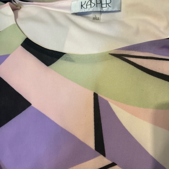 Kasper Tutu tunic geometric sheer sleeves Rare!! SZ: L NWT - Picture 7 of 15